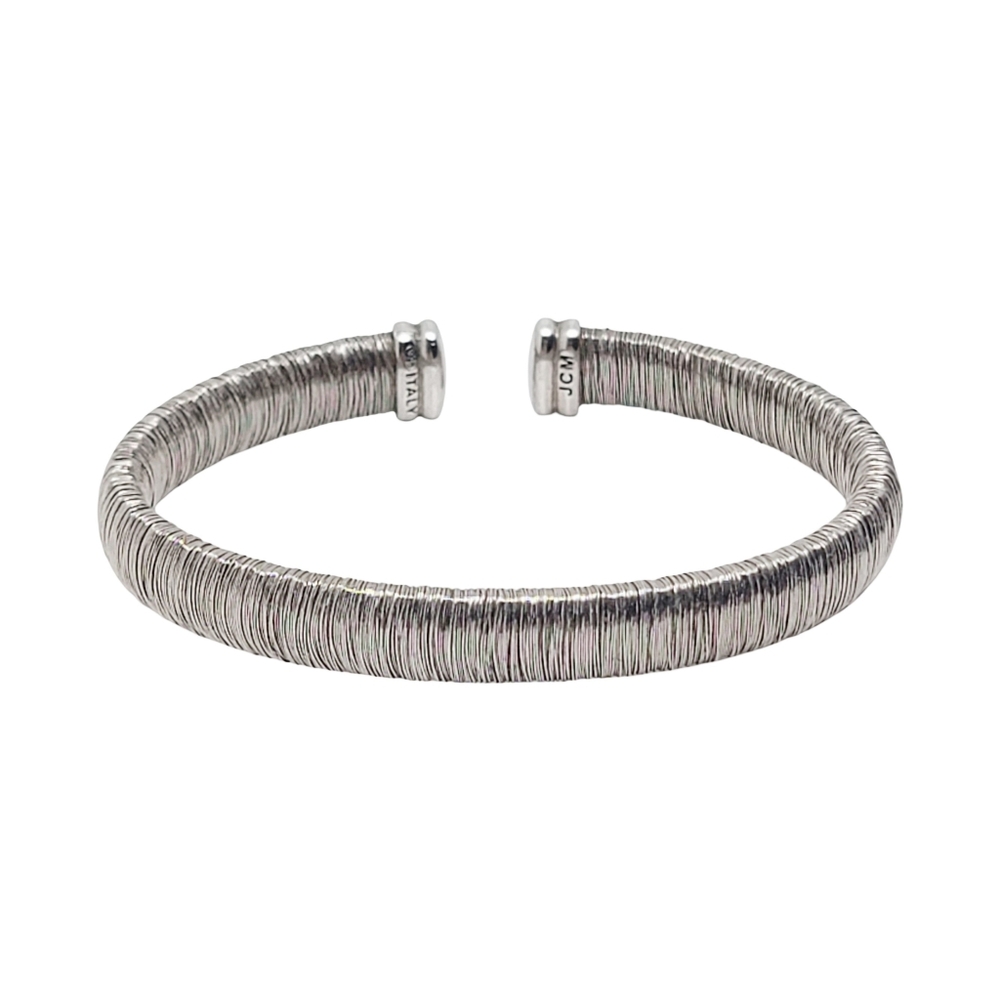 Vintage JCM Italian Sterling Silver Wire Wrapped Flexible Cuff Bracelet - Picture 7 of 8